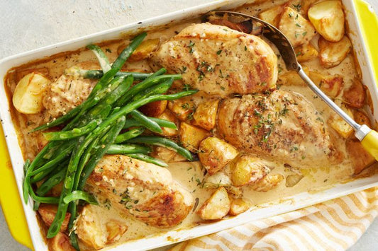 Creamy French Chicken Tray Bake